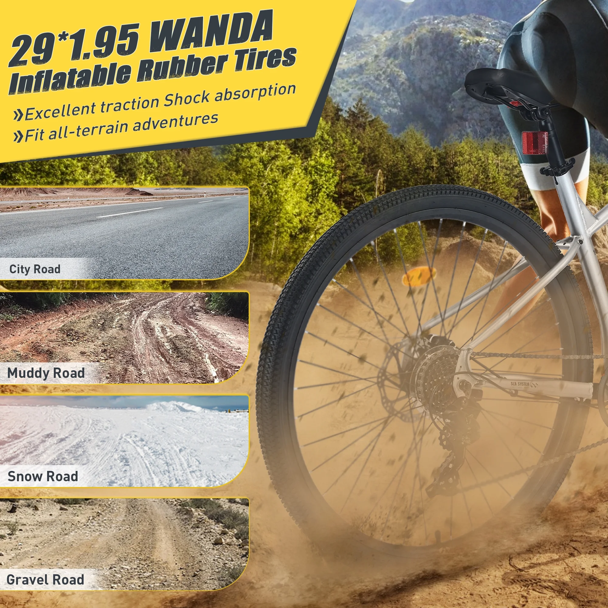 Mountainbike, 29-Zoll-Räder, 8-Gang-Schaltung, Doppelscheibenbremsen, Federgabel, ab 18 Jahren, Silber - Image 4