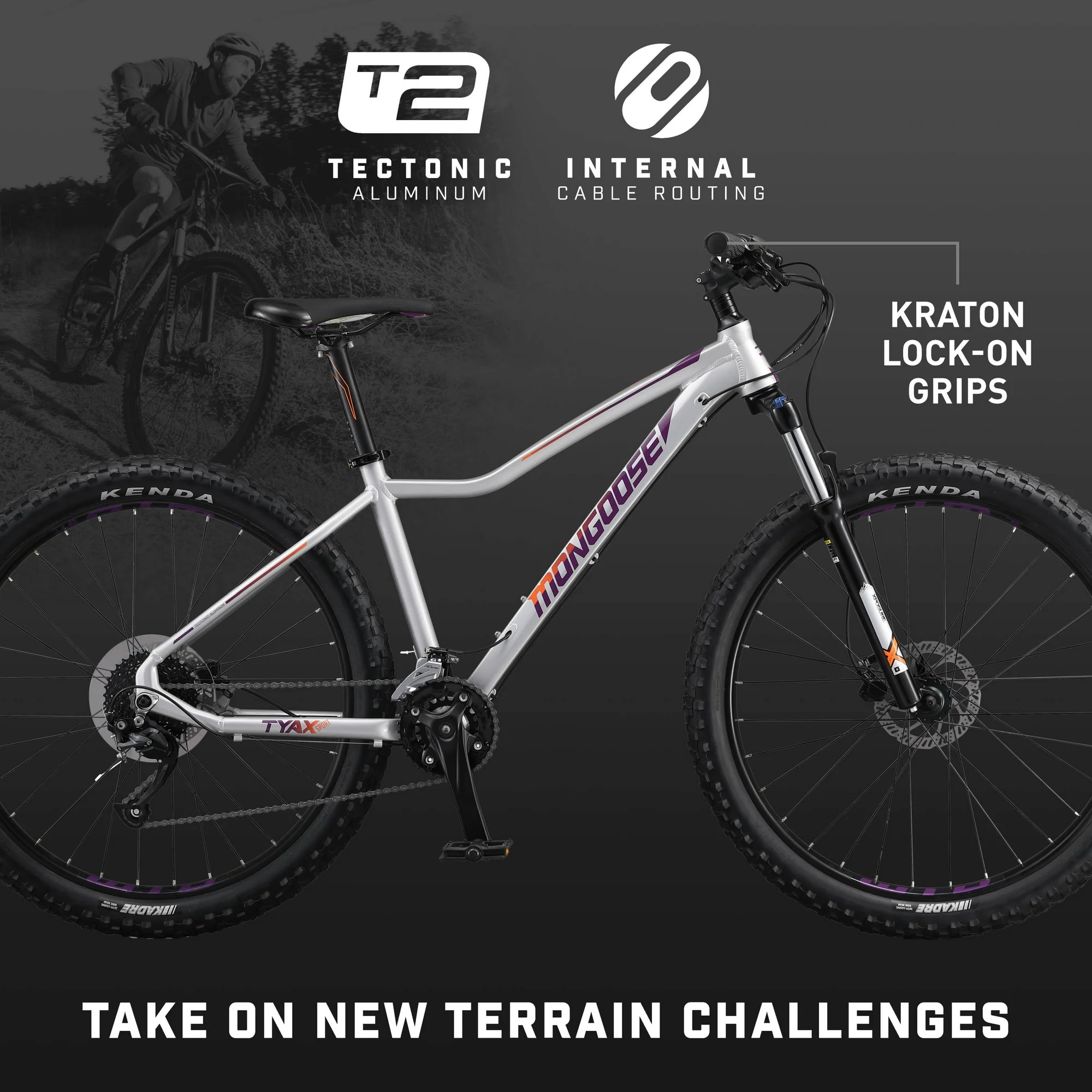 Mongoose Tyax 27.5 Small Sport Erwachsenen-Unisex-Mountainbike, 27,5 Zoll, Grau - Image 4