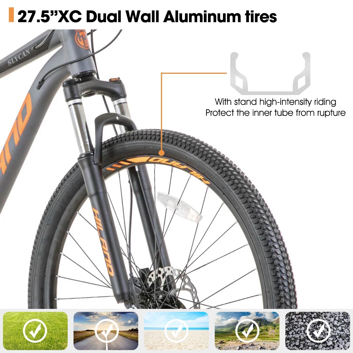 Hiland Aluminium-Mountainbike, 21 Gänge, Federgabel mit Lockout, 27,5-Zoll-Räder, Herren-Mountainbike, Grau (Noch keine Bewertungen) - Image 3