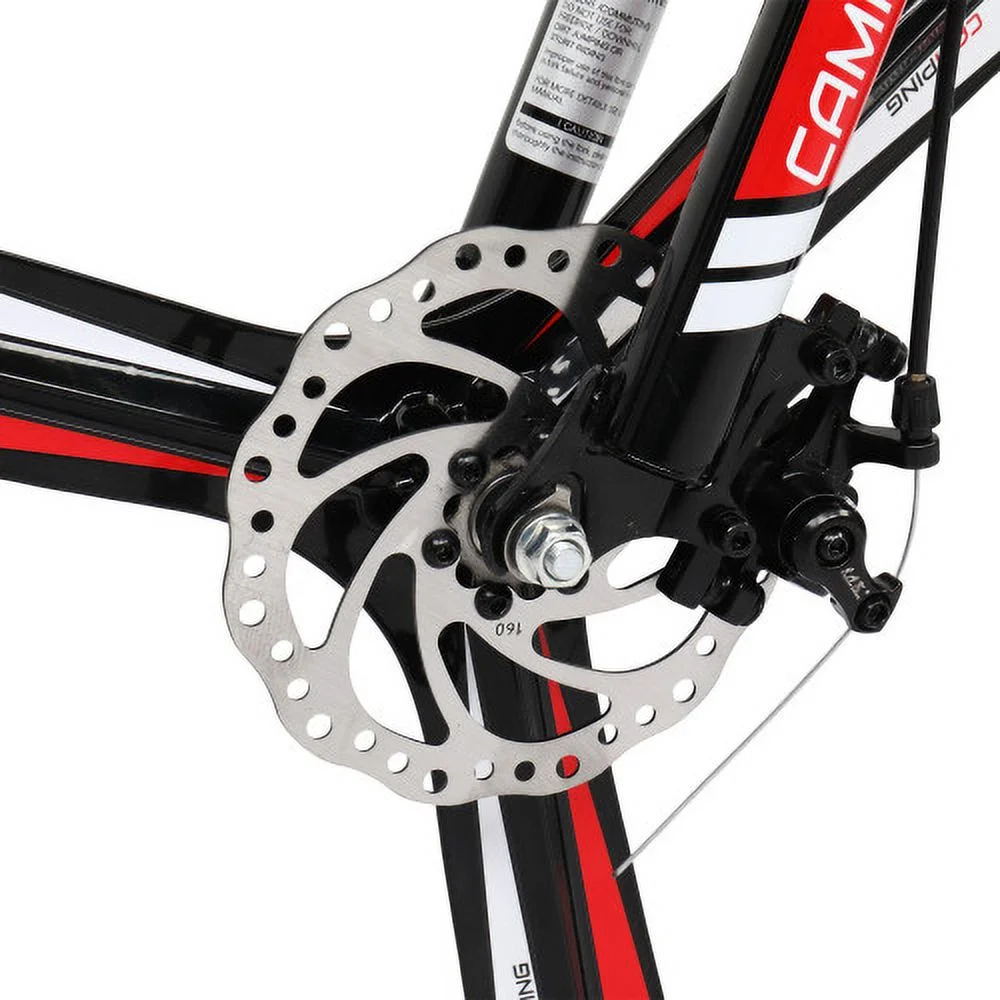 OverPatio 26-Zoll-Falt-Mountainbike für Damen und Herren, 21 Gänge, tragbar, variable Geschwindigkeit, für Jugendliche und Erwachsene, Schwarz - Image 3