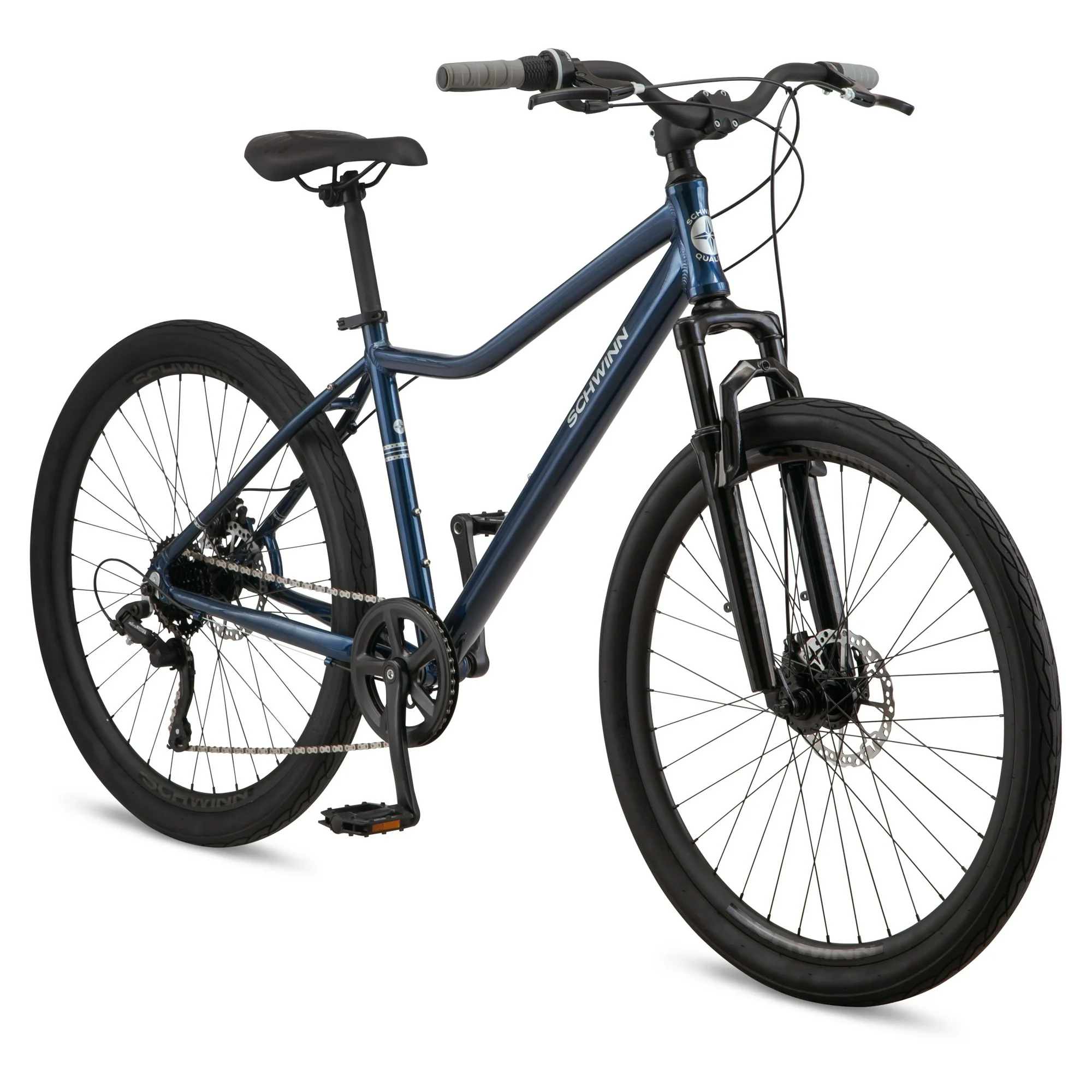 Schwinn Junction Hybrid Bike, 27.5-in. Wheels, 7 Speed Adult Bicycle, Navy
